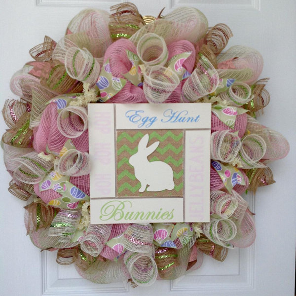 The Holiday Aisle® Easter Wreath Bunnies Egg Hunt Jelly Beans and More